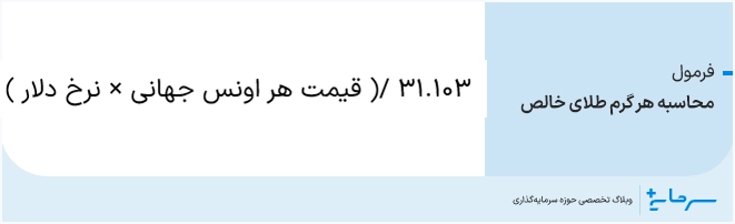 فرمول محاسبه هر گرم طلای خالص 